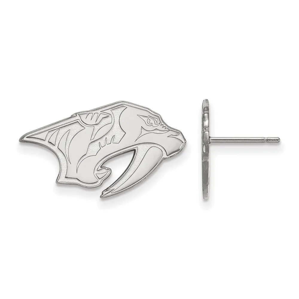 10k White Gold NHL Nashville Predators Small Post Earrings