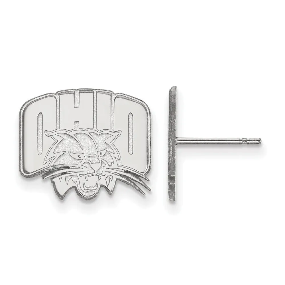 10k White Gold Ohio University Small Post Earrings