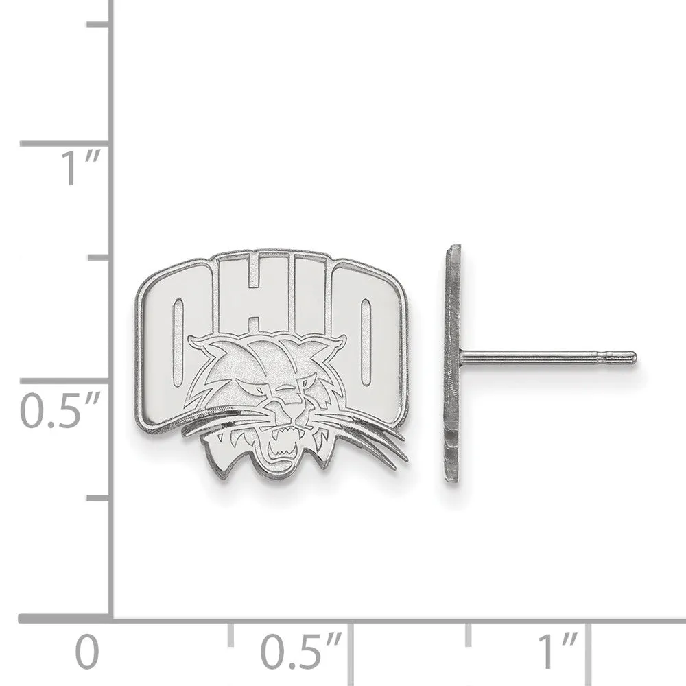 10k White Gold Ohio University Small Post Earrings