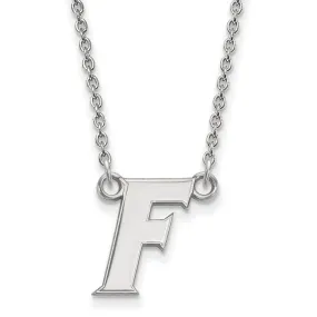 10k White Gold U of Florida Small Initial F Pendant Necklace