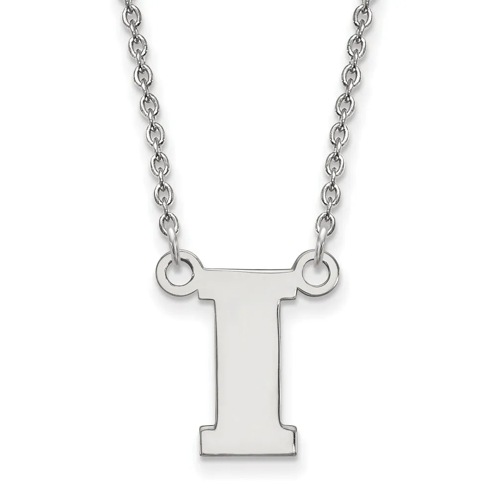 10k White Gold U of Iowa Small Initial I Pendant Necklace