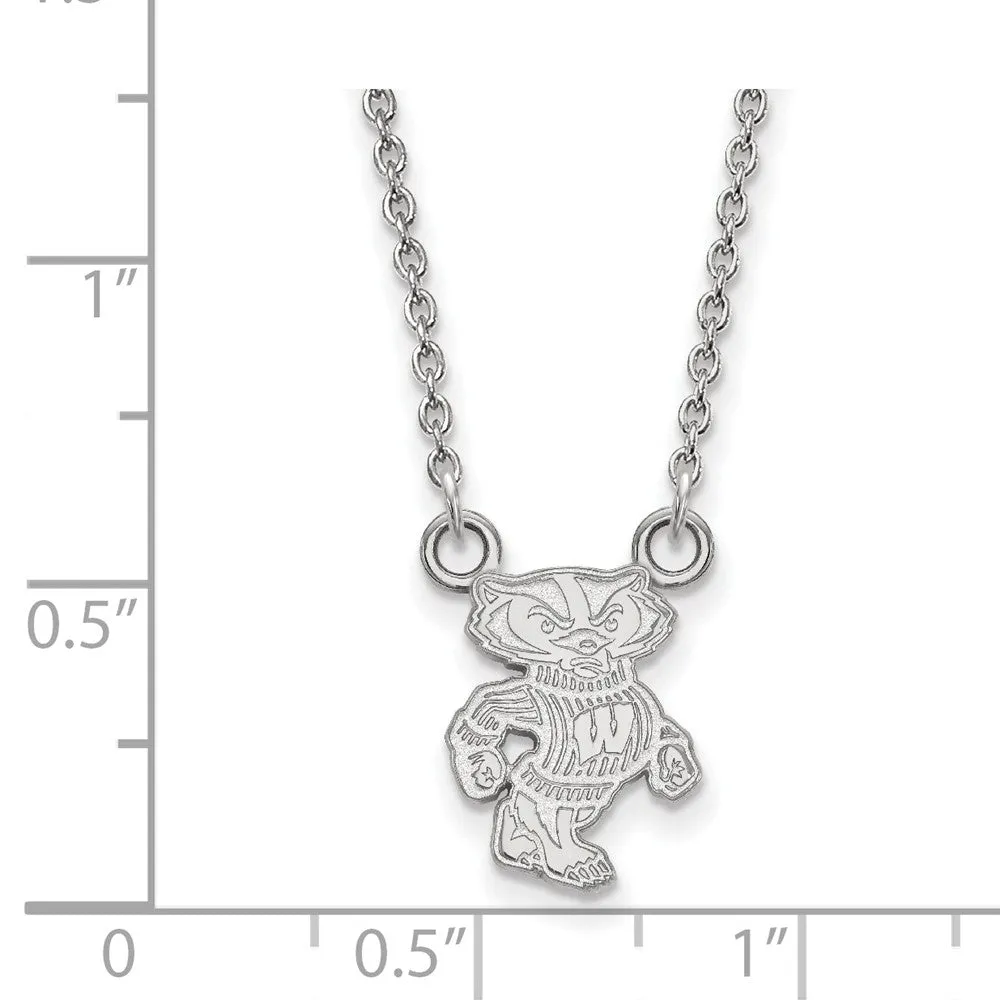 10k White Gold U of Wisconsin Small Logo Pendant Necklace