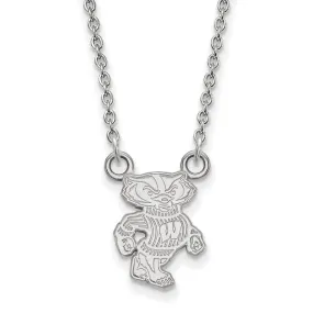 10k White Gold U of Wisconsin Small Logo Pendant Necklace