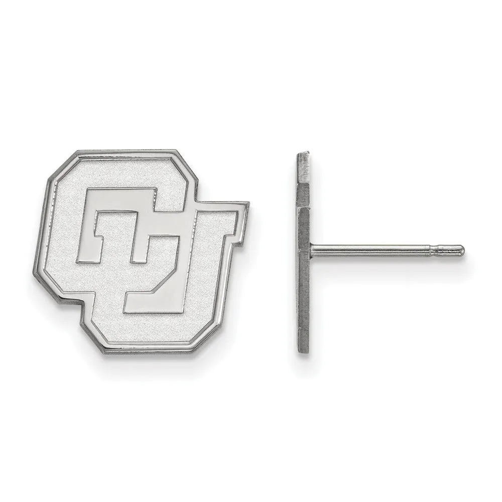 10k White Gold University of Colorado Small Post Earrings