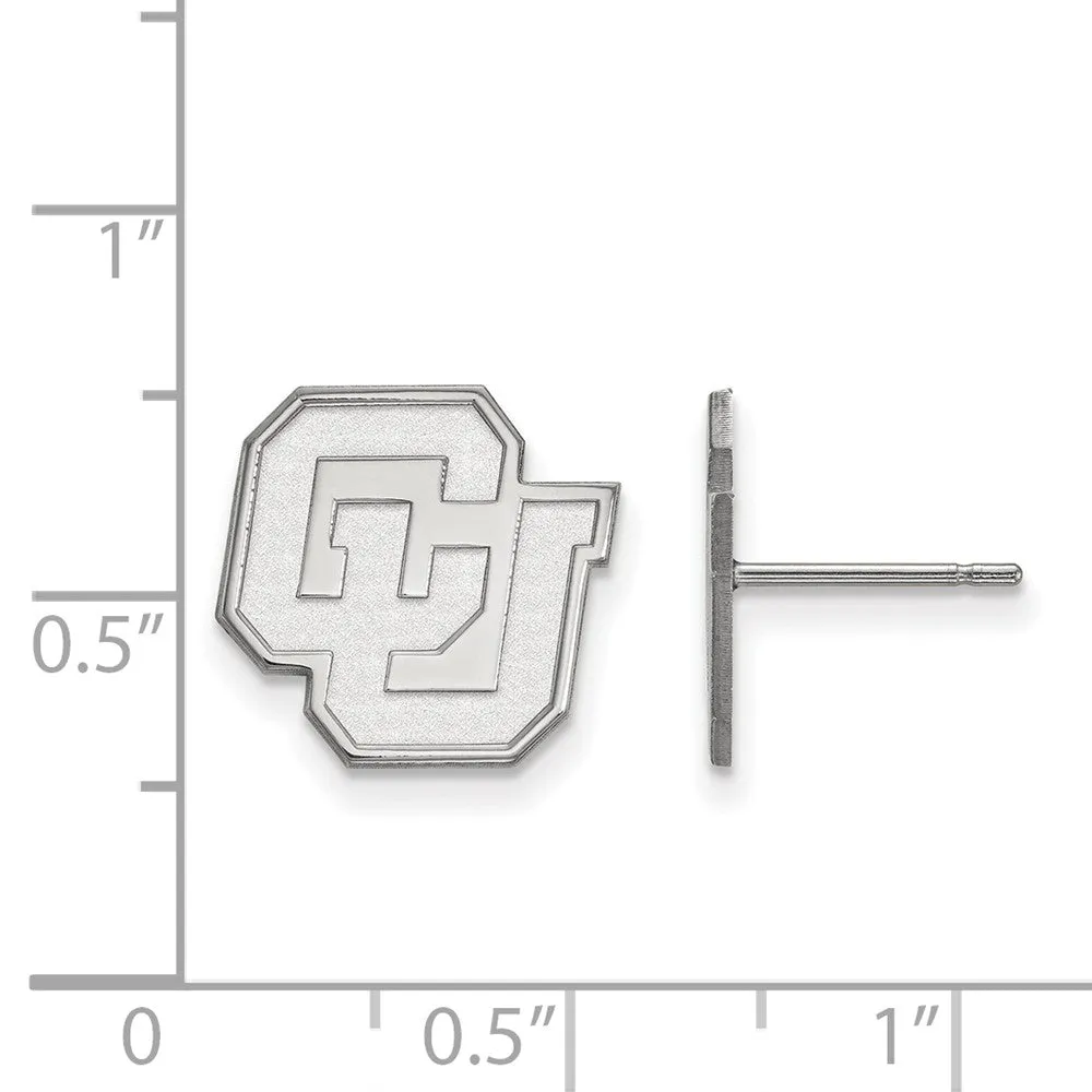 10k White Gold University of Colorado Small Post Earrings