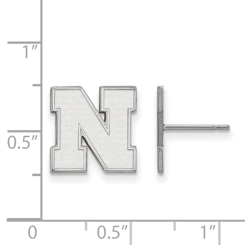 10k White Gold University of Nebraska Small Post Earrings