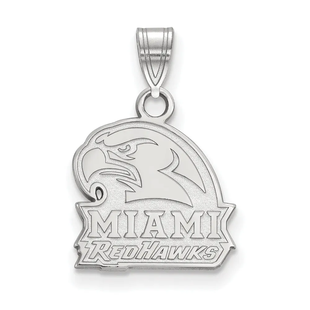 14k White Gold Miami U Small Logo Pendant