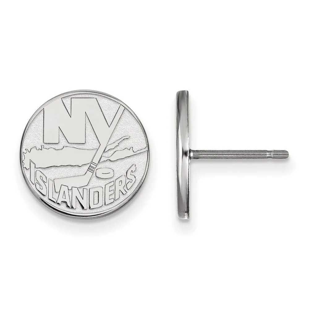 14k White Gold NHL New York Islanders Small Post Earrings