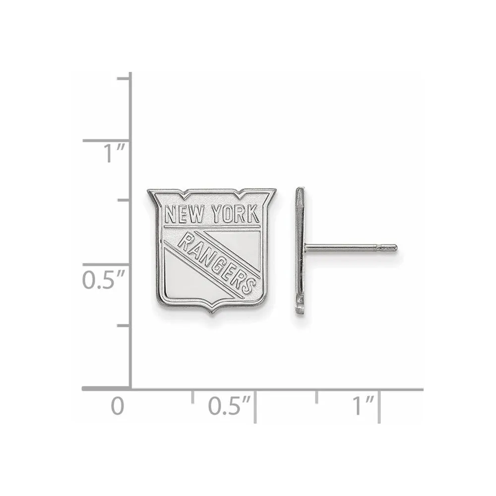 14k White Gold NHL New York Rangers Small Post Earrings