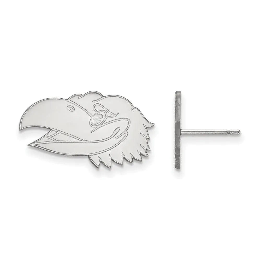 14k White Gold University of Kansas Small Mascot Head Post Earrings