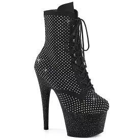 7 Inch Heel ADORE-1020RM Black Rhinestone