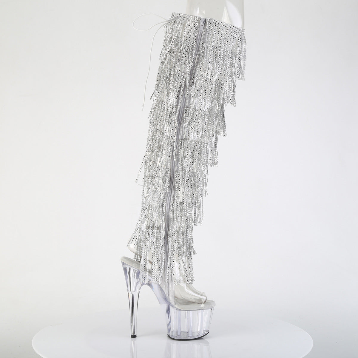 7 Inch Heel ADORE-3019C-RSF Clear Silver Rhinestone