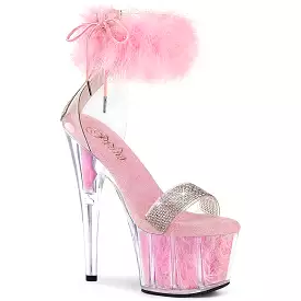 7 Inch Heel ADORE-727F Clear Baby Pink Fur