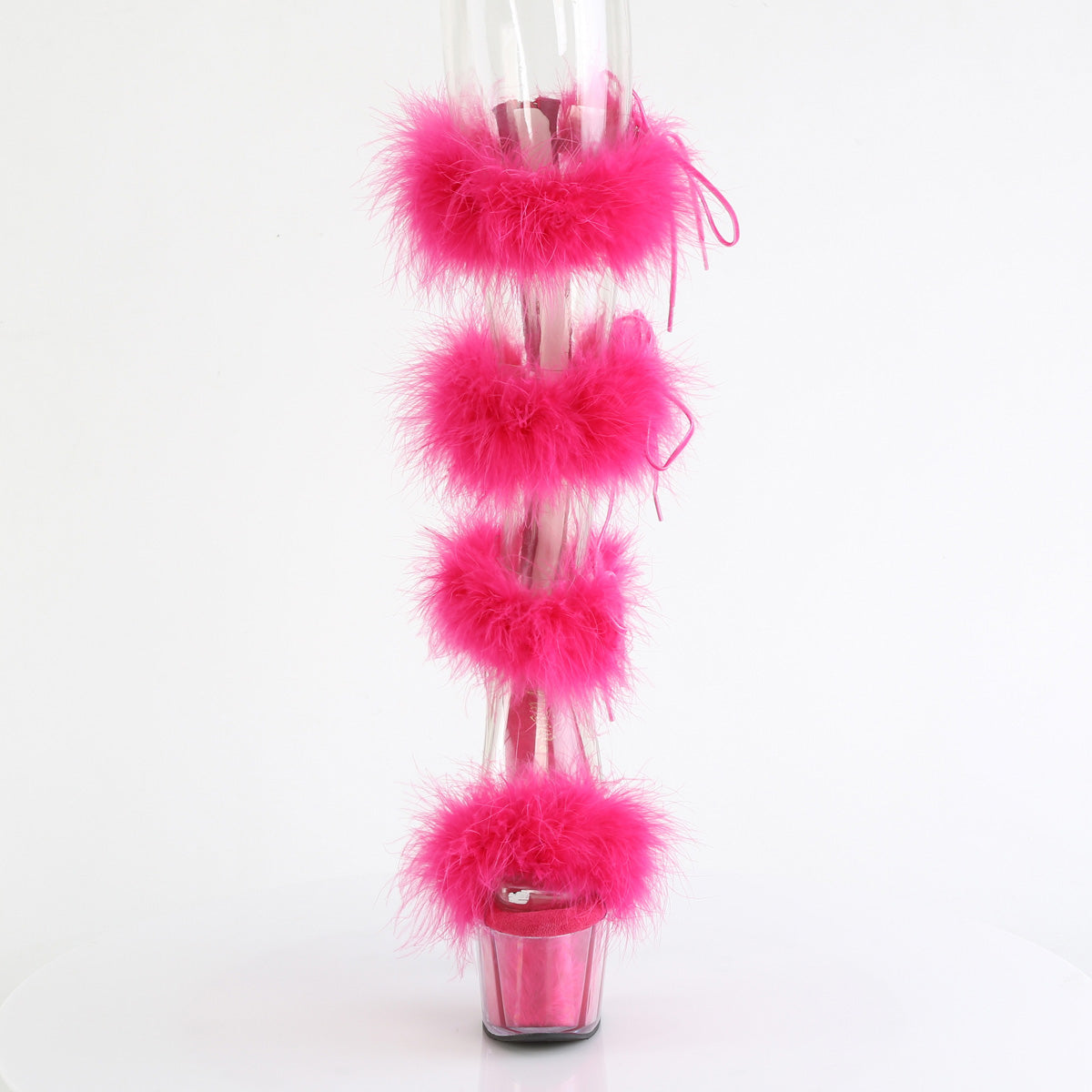 7 Inch Heel ADORE-728F Clear Hot Pink Fur