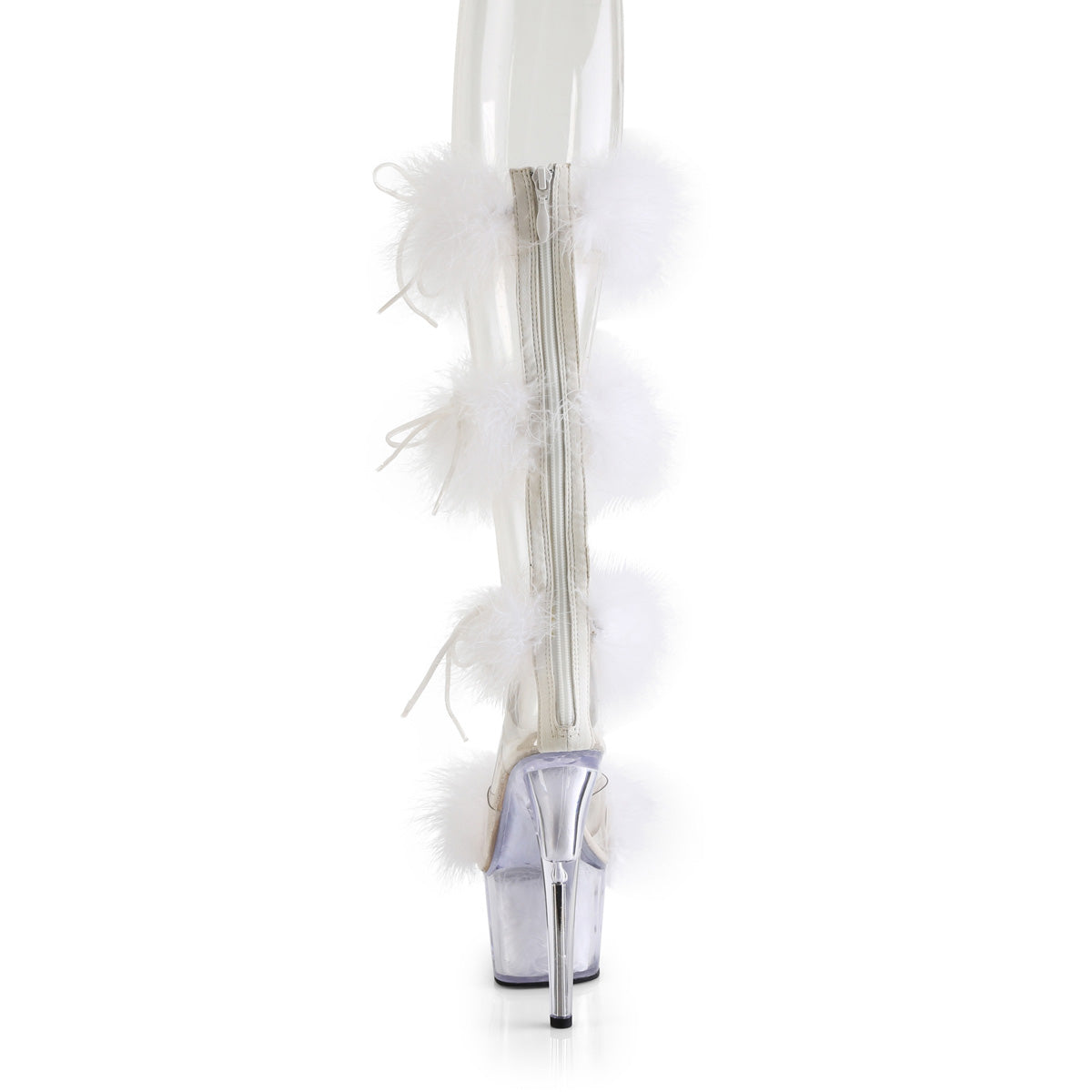 7 Inch Heel ADORE-728F Clear White Fur