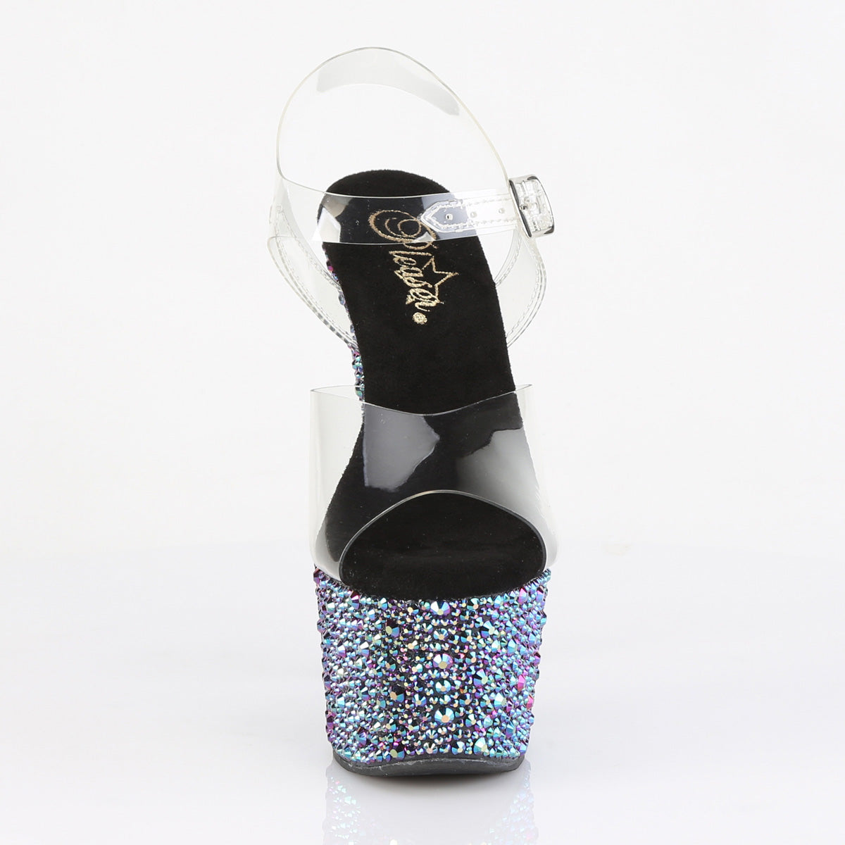 7 Inch Heel BEJEWELED-708MS Clear Black Rhinestone