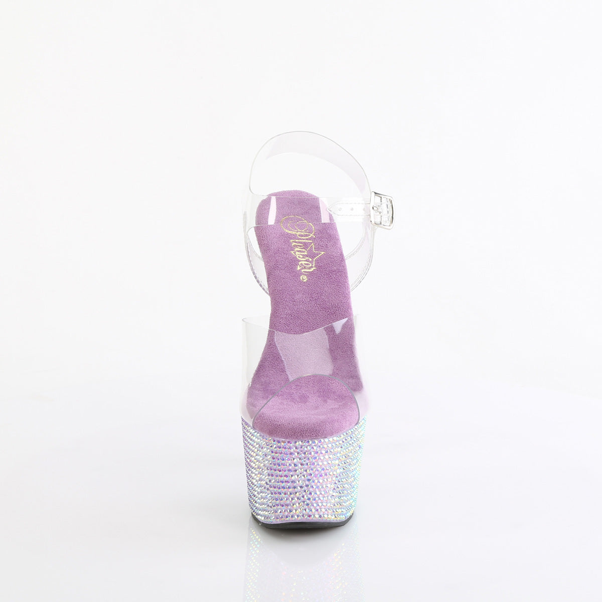 7 Inch Heel BEJEWELED-708RRS Clear Lavender Rhinestone