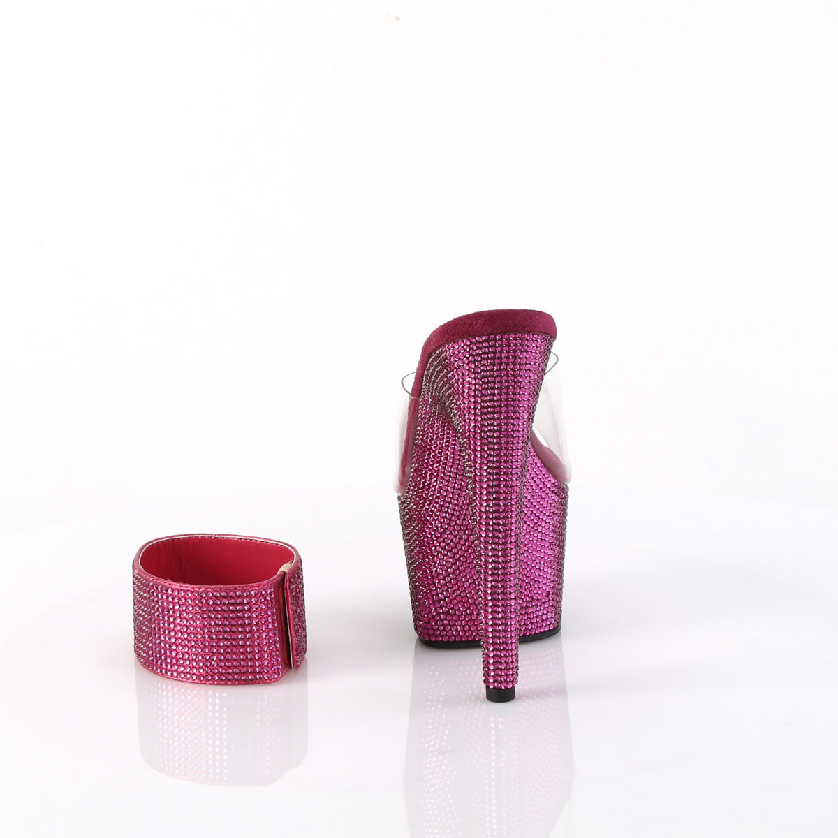 7 Inch Heel BEJEWELED-712RS Clear Fuchsia Rhinestone