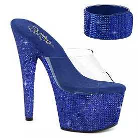 7 Inch Heel BEJEWELED-712RS Clear Royal Blue Rhinestone