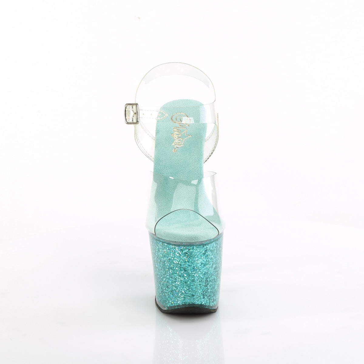 7 Inch Heel LOVESICK-708SG Clear Aqua Glitter