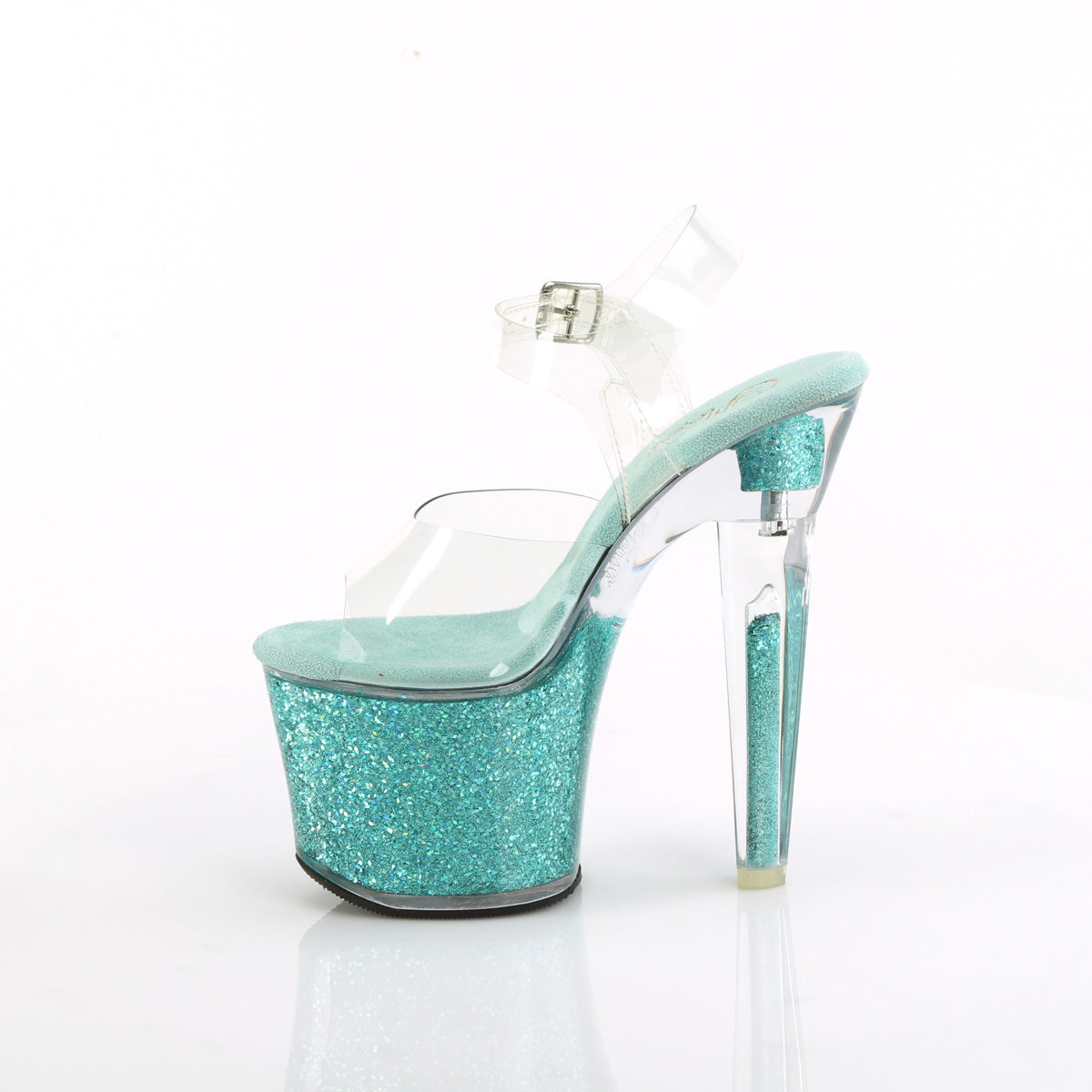 7 Inch Heel LOVESICK-708SG Clear Aqua Glitter