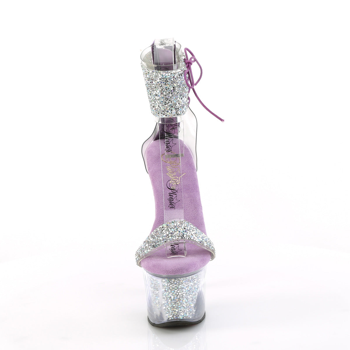 7 Inch Heel SKY-327RSI Lavender Silver Rhinestone