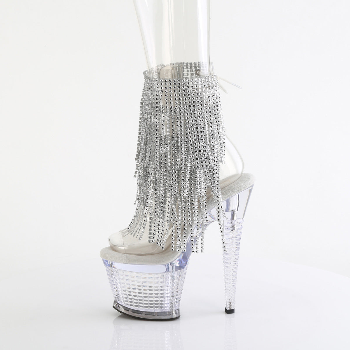 7 Inch Heel SPECTATOR-1017RSF Clear Silver Clear