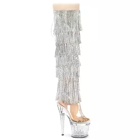 7 Inch Heel SPECTATOR-3019C-RSF Clear Silver Rhinestone