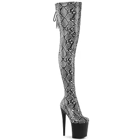 8 Inch Heel FLAMINGO-3008SP-BT Grey Black Snake Print