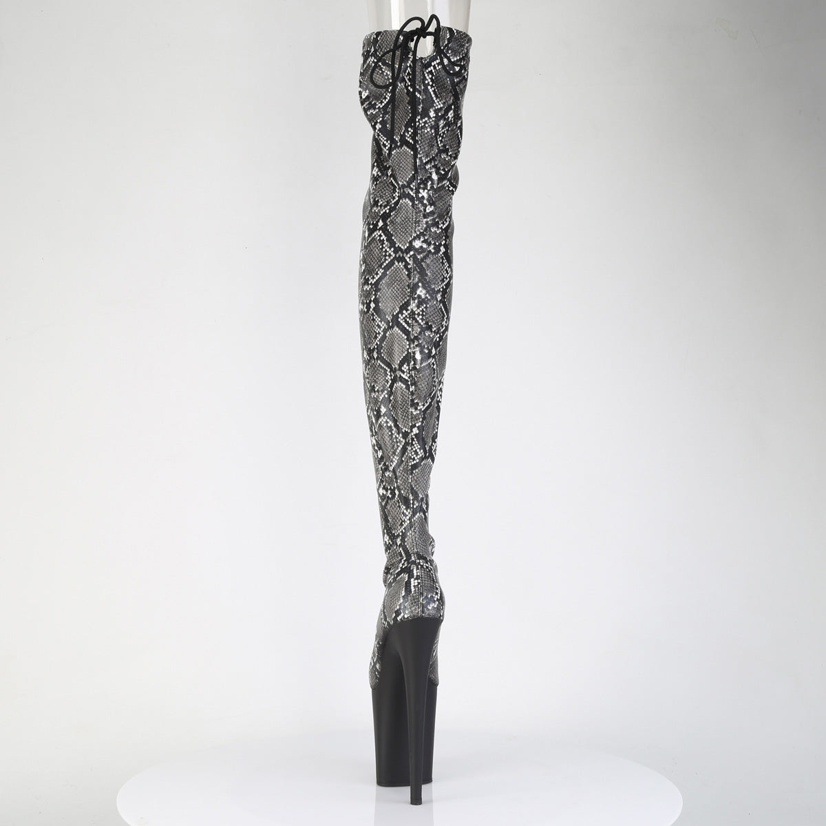 8 Inch Heel FLAMINGO-3008SP-BT Grey Black Snake Print