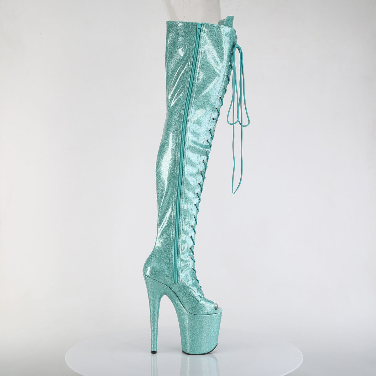 8 Inch Heel FLAMINGO-3021GP Aqua Glitter