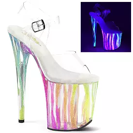 8 Inch Heel FLAMINGO-808RG-03 Clear Rainbow Glitter