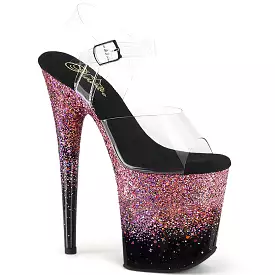 8 Inch Heel FLAMINGO-808SS Clear Pink Glitter