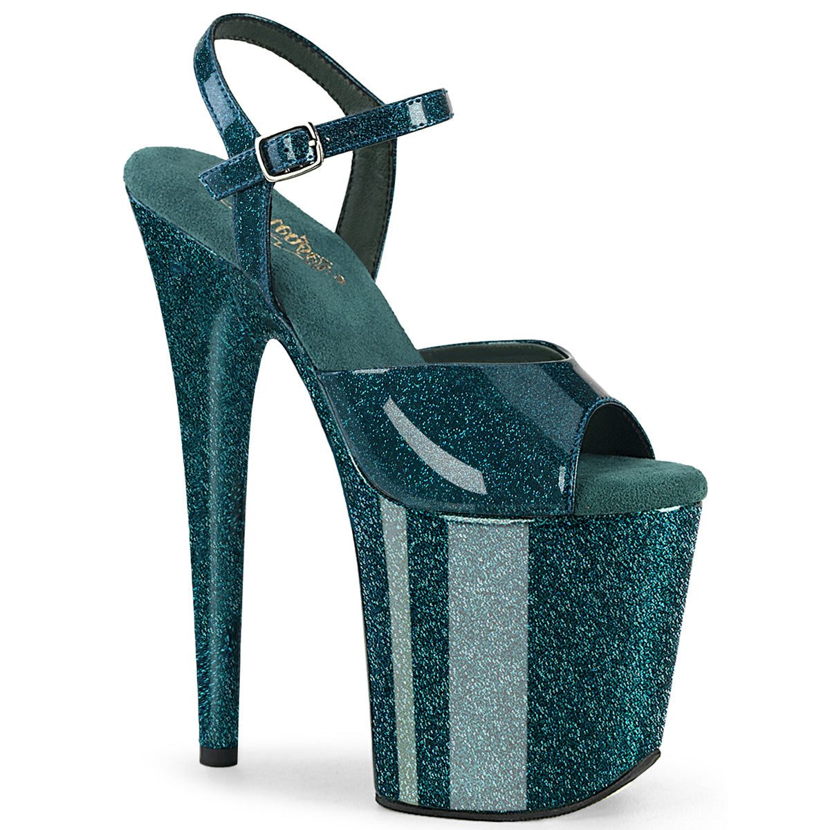 8 Inch Heel FLAMINGO-809GP Teal Glitter