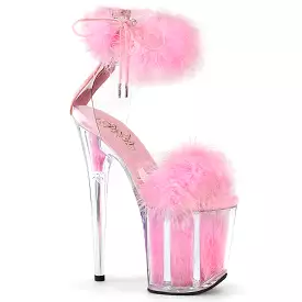 8 Inch Heel FLAMINGO-824F Clear Baby Pink Fur