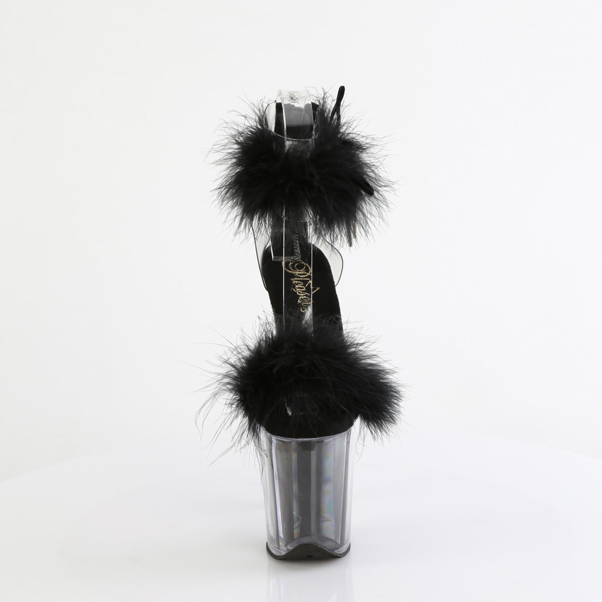 8 Inch Heel FLAMINGO-824F Clear Black Fur