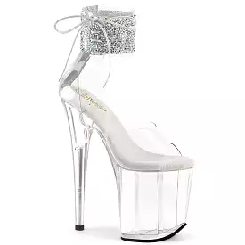 8 Inch Heel FLAMINGO-824RS-02 Clear Silver Rhinestone