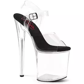 8 Inch Heel NAUGHTY-808 Clear Black Clear