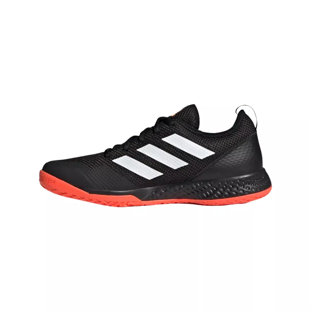 Adidas Court Flash Tennis Shoes - Core Black/Cloud White/Solar Red