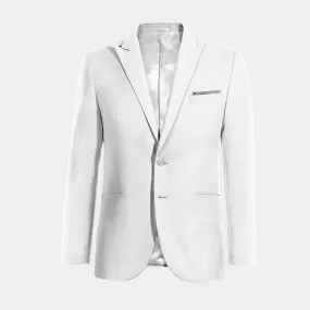  Blazer blanco nieve de lino solapa en pico esencial