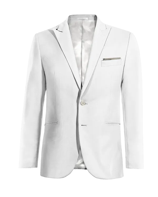  Blazer blanco nieve de lino solapa en pico esencial