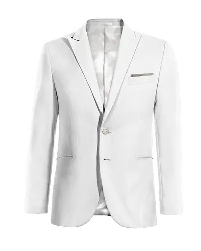  Blazer blanco nieve de lino solapa en pico esencial