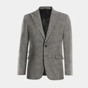  Blazer gris claro de donegal tweed solapa en pico