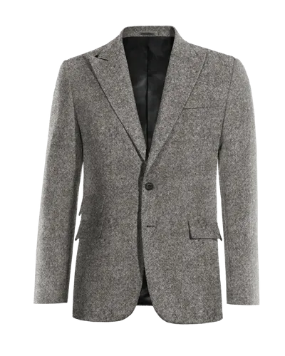  Blazer gris claro de donegal tweed solapa en pico