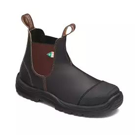 Blundstone 167 Unisex Slip-on Steel Toe Work & Safety Boot with Rubber Toe Cap - Stout Brown