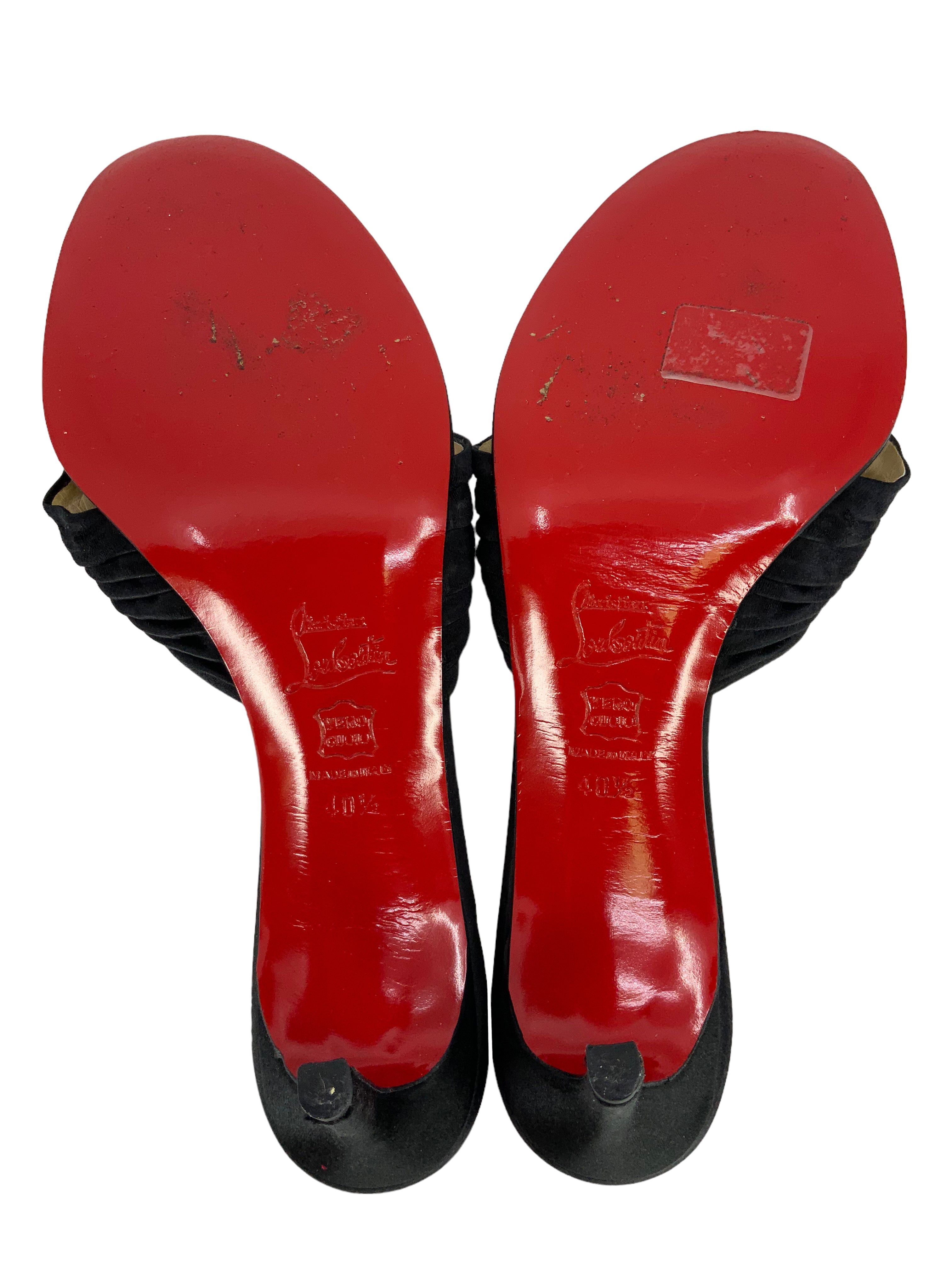 Christian Louboutin Pleated Satin Thong Sandals Size 10.5