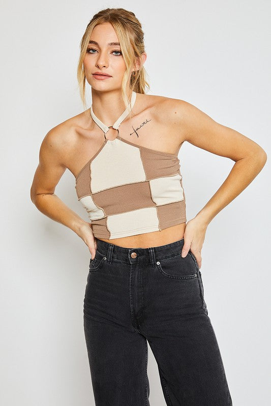 Color Block Halter Top