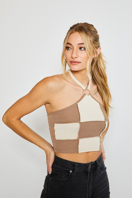 Color Block Halter Top