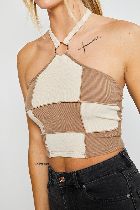 Color Block Halter Top