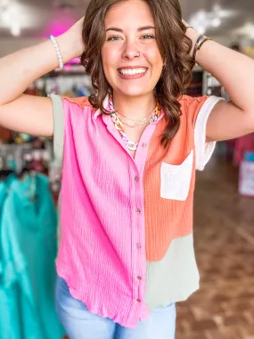 Color Block Short Sleeve Top